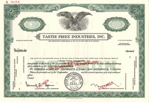 Tastee Freez Industries, Inc. - Stock Certificate